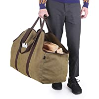 BONTHEE Portaleña impermeable extragrande para leña con soporte para interior con correa para el hombro y asas…